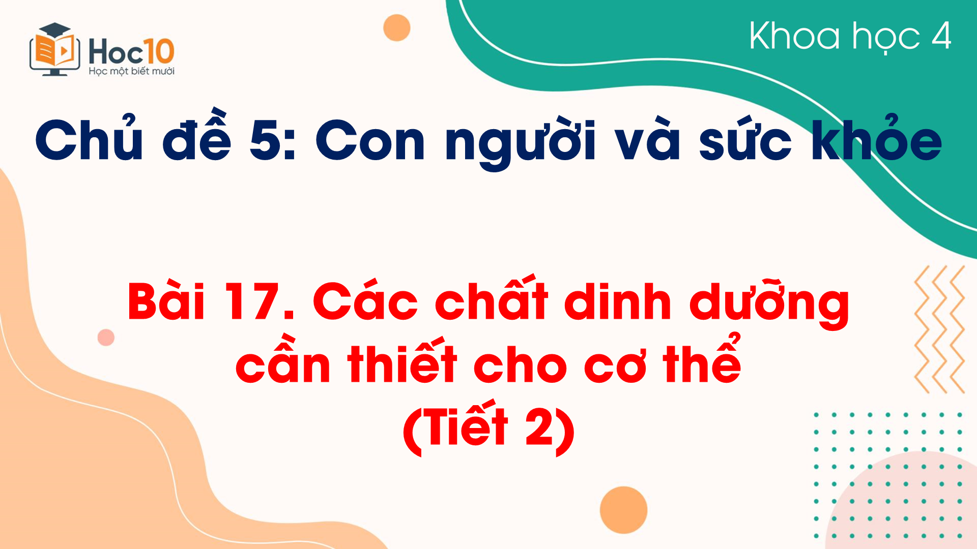 Chủ đề 5 - Bài 17 Các chất dinh dưỡng cần thiết cho cơ thể (Tiết 2)